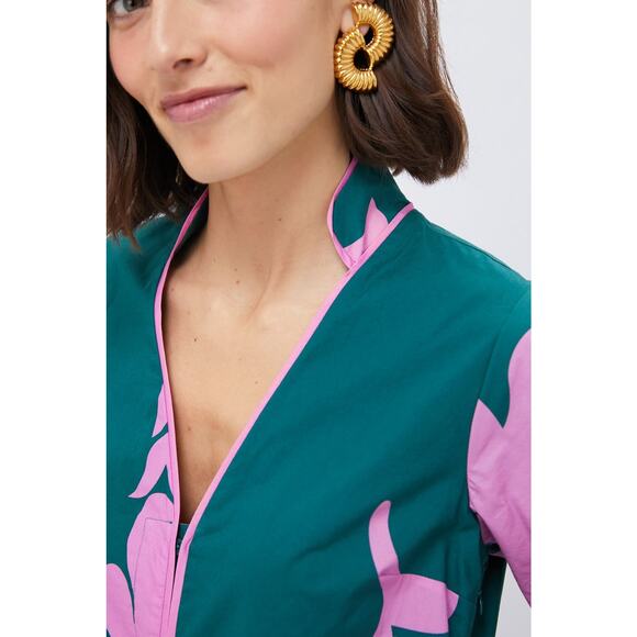 HYACINTH HOUSE Hunter Green & Pink Floral Arem Caftan Size XL NWT - Picture 5 of 8